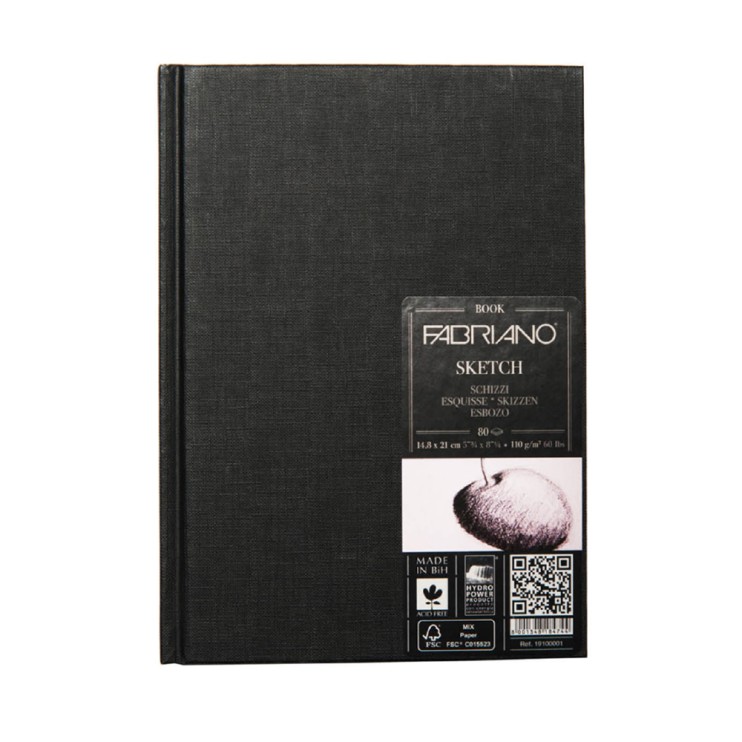Блокнот для зарисовок Fabriano "Sketch Book" 14,8 x 21см, 80л, 110гр/м², мелкозернистая (19100001)