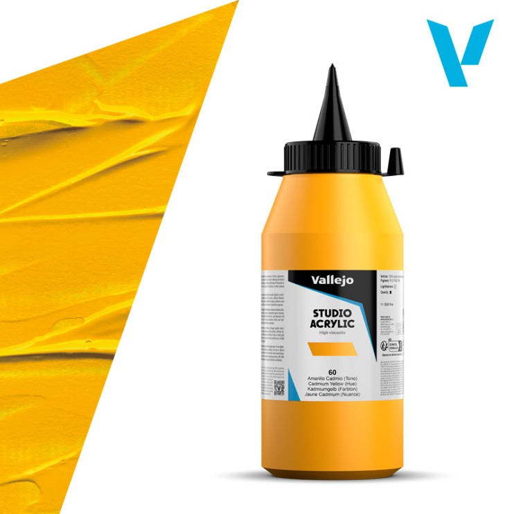 Акрил Vallejo "Studio" 60 Cadmium Yellow (Кадмий желтый светлый), 1л