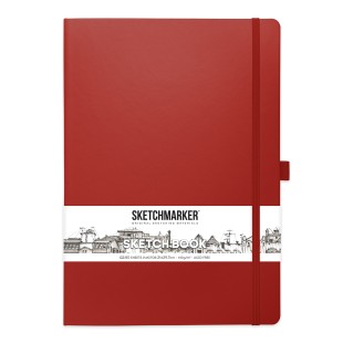 Блокнот для зарисовок Sketchmarker 21x29,7см, 80л,140гр/м², твердая обложка, Красный