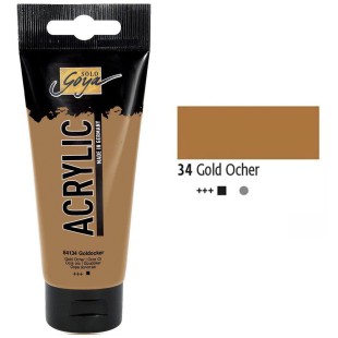 Краска акриловая Solo Goya "Acryl" №34 Охра золотистая, 100мл.