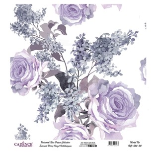 Рисовая декупажная карта Cadence "Black Ground" 30х30см, UC054 розы и сирень