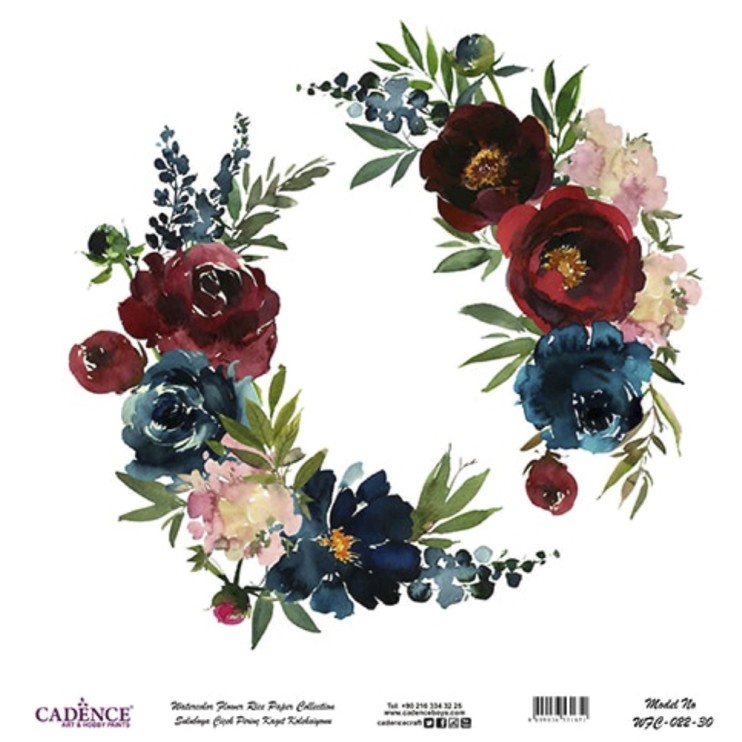 Рисовая карта "Watercolor flower" 30х30см, WFC-022