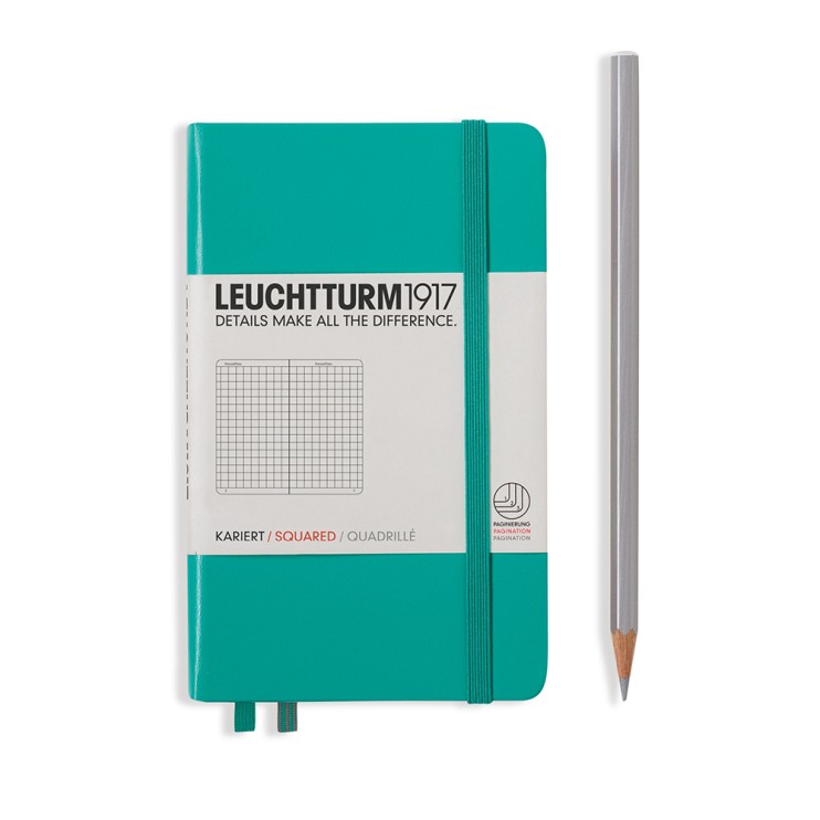 Блокнот в клетку Leuchtturm1917 "Pocket" A6, 93л, 80гр/м² ,твердая обложка,Изумурудный