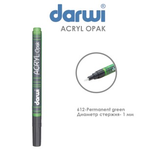 Акриловый маркер Darwi "Acryl Opak" №612 Зеленый прочный, наконечник 1мм