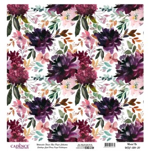 Рисовая декупажная карта Cadence "Watercolor flower" 30х30см, WFC-024