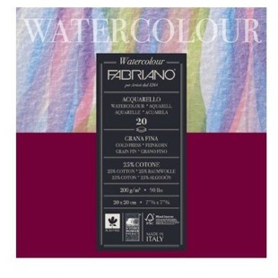 Склейка для акварели Fabriano "Watercolour" 20x20см, 20л, 200гр/м² (Cold pressed)