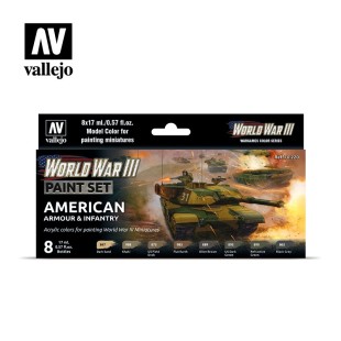 Набор Vallejo Wargames Color "WWIII American Armour & Infantry" 70.220, 8 красок по 17 мл