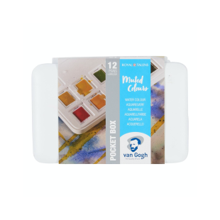 Набор акварельных красок Van Gogh "Muted Colours" 12 кювет + кисть в пластиковом пенале (приглушенные цвета)