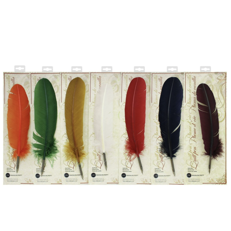 Перо гусиное "Manuscript" синий, 27см