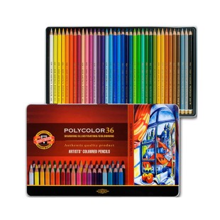 Карандаши цветные художественные Koh-i-noor "POLYCOLOR" 36 цветов в металлической коробке