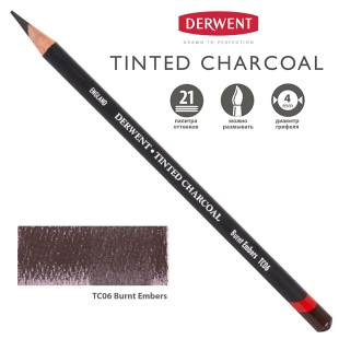 Карандаш угольный Derwent "Tinted Charcoal" TC06 Burnt Embers (Уголь жженый)
