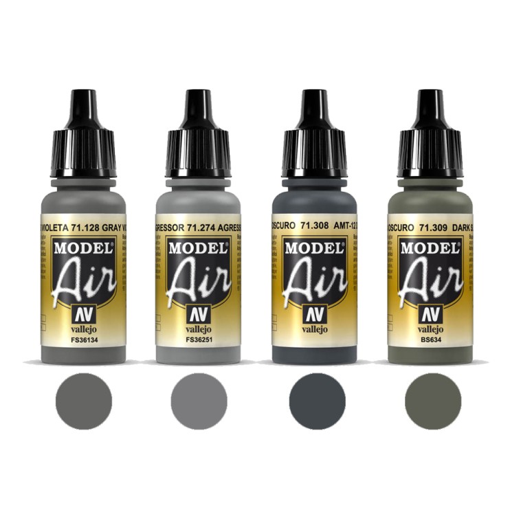 4 краски "Model Air" №128, 274, 308, 309