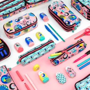 Ластик каучуковый Milan "Cuddles Peacock" с точилкой для карандашей