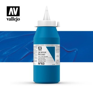 Акриловая краска Vallejo "Studio" #63 Blue Cyan Dark (Синий циан темный), 1л