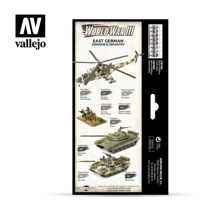 Набор Vallejo Model Color "WWIII East German Armour & Infantry" 70.224, 8 красок по 17 мл