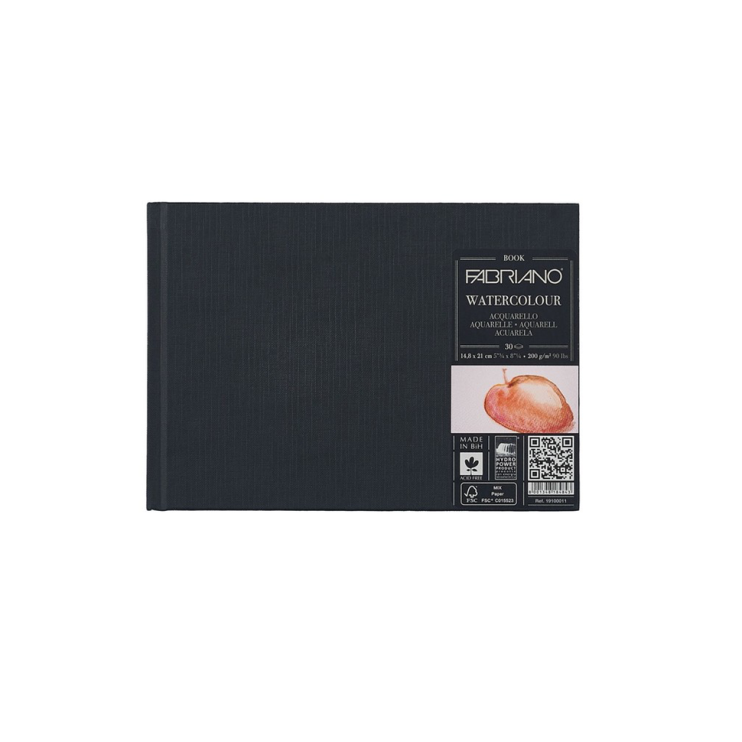 Блокнот для акварели Fabriano "Watercolour book" 14,8x21см, 30л, 200гр/м² (Cold pressed) (19100011)