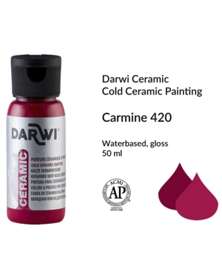 Краска для керамики Darwi "Ceramic" 420 Carmine, 50мл