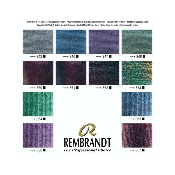 Набор акварельных красок Rembrandt "Special Effects" 12 кювет в металлическом пенале