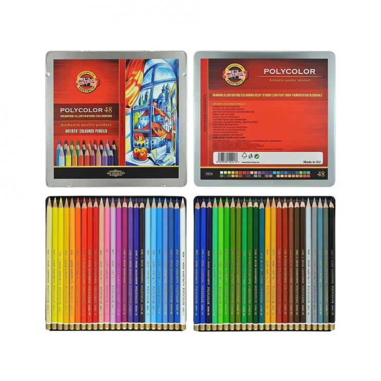 Карандаши цветные художественные Koh-i-noor "POLYCOLOR" 48 цветов в металлической коробке