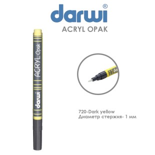Акриловый маркер Darwi "Acryl Opak" №720 Желтый, наконечник 1мм