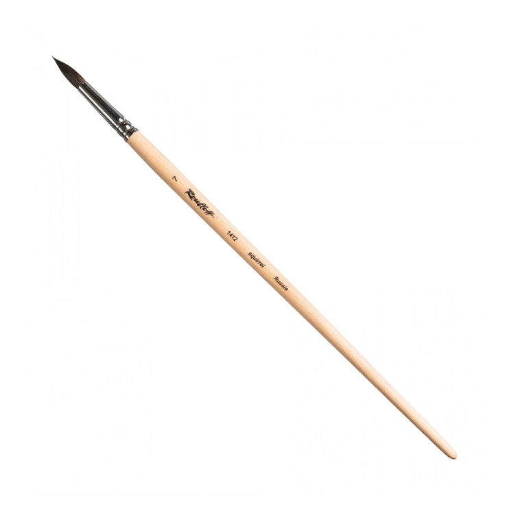 Кисть для акварели белка круглая "1412" №7, длинная ручка