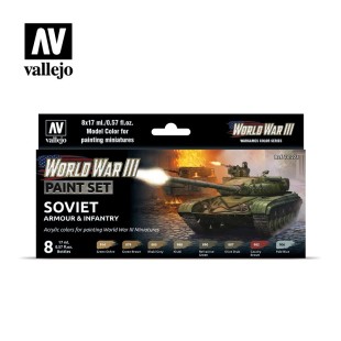 Набор Vallejo Model Color "WWIII Soviet Armour & Infantry" 70.221, 8 красок по 17 мл