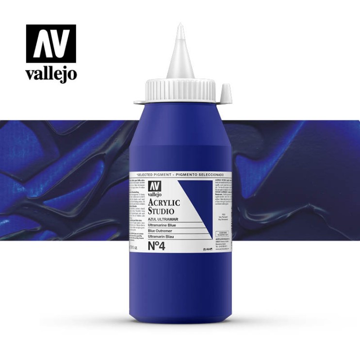 Акриловая краска Vallejo "Studio" #4 Ultramarine Blue (Ультрамарин синий), 1л