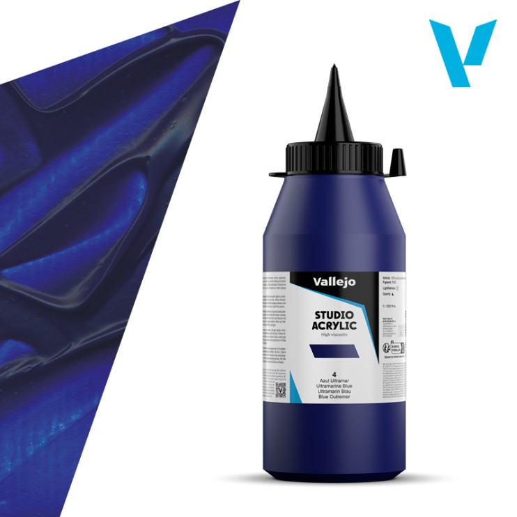 Акрил Vallejo "Studio" 4 Ultramarine Blue (Ультрамарин синий), 1л