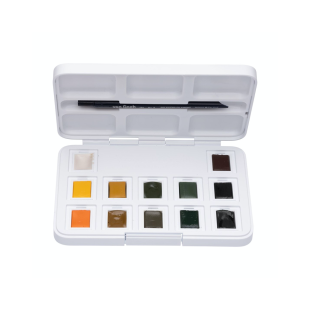 Набор акварельных красок Van Gogh "Shades of Nature" 12 кювет + кисть в пластиковом пенале (цвета природы)