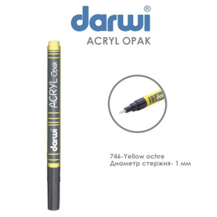 Акриловый маркер Darwi "Acryl Opak" №746 Охра желтая, наконечник 1мм