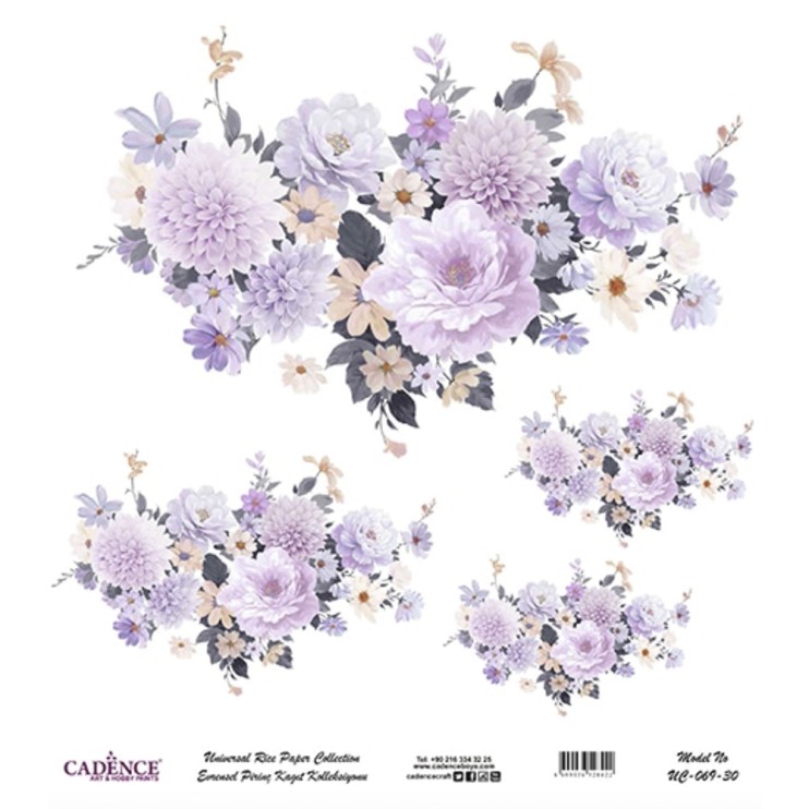 Рисовая карта "White Ground" 60х60см, UC069 цветочная композиция