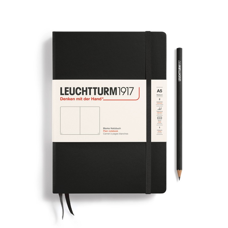 Блокнот без линовки Leuchtturm1917 "Medium" A5, 125л, 80гр/м², твердая обложка, Черный (311333)