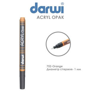 Акриловый маркер Darwi "Acryl Opak" №752 Оранжевый, наконечник 1мм