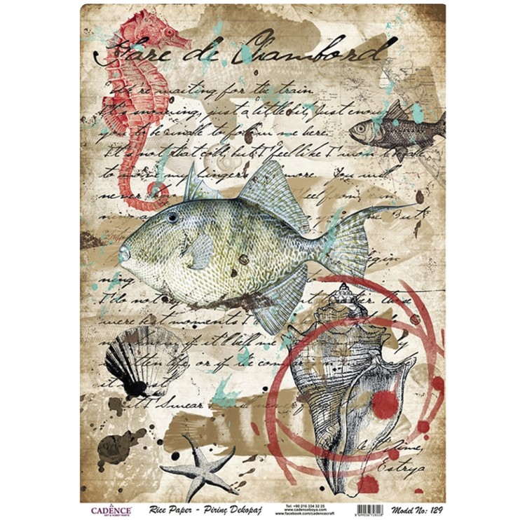 Рисовая карта "Rice paper" 30х42см, RDP129 рыба письмо