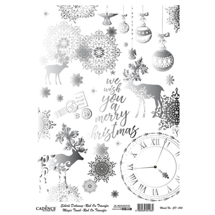 Трансфер "Magic Touch Ru-bon" 30х42см, Silver 004 часы олени