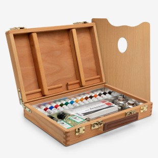 Набор масляных красок "Old Holland" 15 туб по 18 мл и аксессуары в деревянном ящике