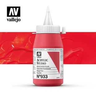 Акриловая краска Vallejo "Studio" #933 Fluorescent Flame Red (Огненно-красный флюоресцентный), 1л