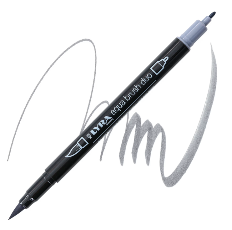 Аква маркер Lyra Aqua Brush Duo двухсторонний, №096 Серебристо-серый