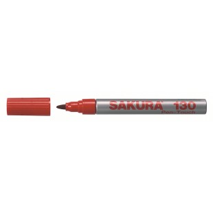 Маркер перманентный для гладких поверхностей Sakura "130" 1.2мм, красный