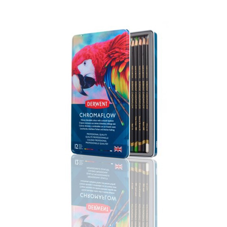 Набор цветных карандашей Derwent "Chromaflow" 12 цветов в металлическом коробе (2305856)