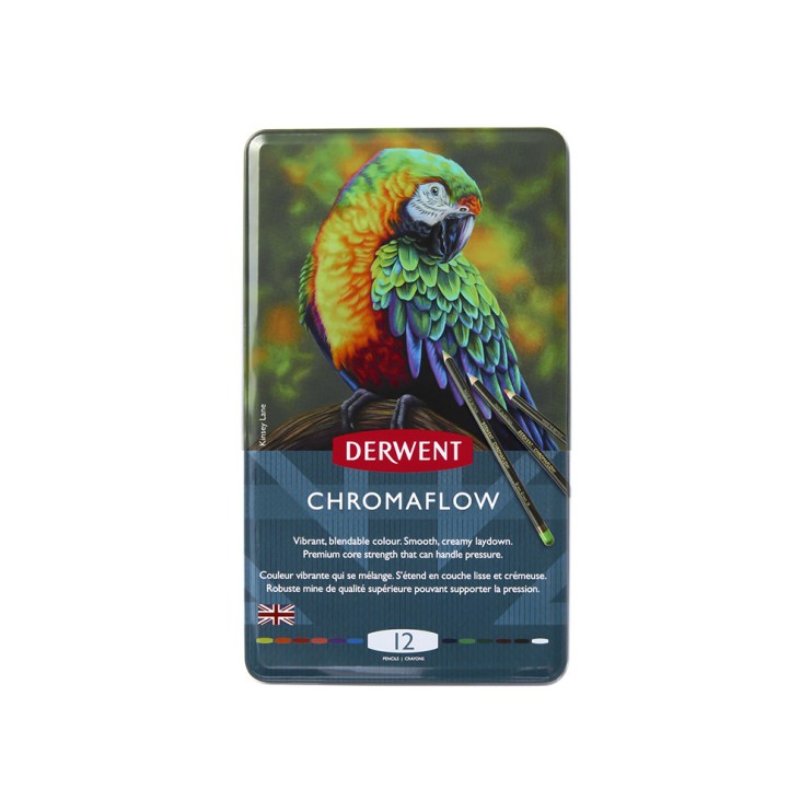 Набор цветных карандашей Derwent "Chromaflow" 12 цветов в металлическом коробе (2305856)