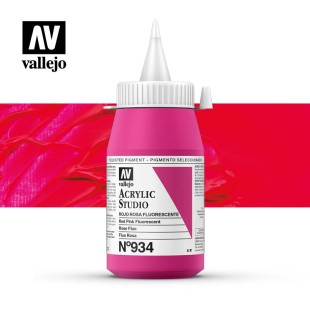 Акриловая краска Vallejo "Studio" #934 Fluorescent Red Pink (Красно-розовый флюоресцентный), 1л