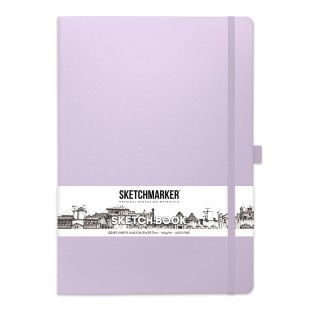 Блокнот для зарисовок Sketchmarker 21x29,7см, 80л,140гр/м², твердая обложка, Фиолетовый пастельный