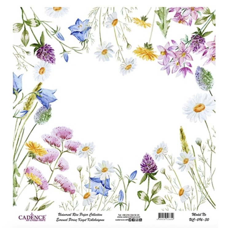 Рисовая карта "White Ground" 30х30см, UC096 цветы на белом