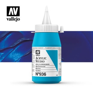 Акриловая краска Vallejo "Studio" #936 Fluorescent Blue (Синий флюоресцентный), 1л
