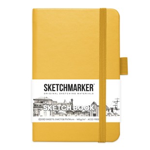 Блокнот для зарисовок Sketchmarker 9x14см, 80л,140гр/м², твердая обложка, Оранжевый