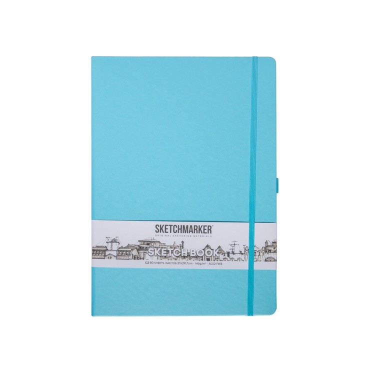 Блокнот для зарисовок Sketchmarker А4, 140г/м2, 80л, твердая обложка Небесно-голубой