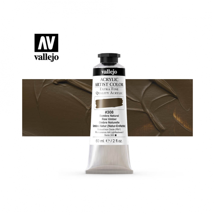 Акрил Vallejo "Artist color" #308 Raw Umber/ Умбра натуральная (60мл)