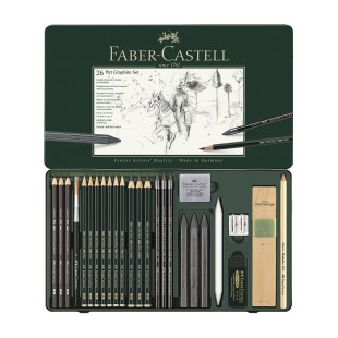 Набор чернографитных карандашей Faber-Castell "Pitt Graphite Set" 26 штук в металлической коробке