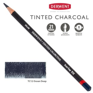 Карандаш угольный Derwent "Tinted Charcoal" TC12 Ocean Deep (Синий морской насыщенный)